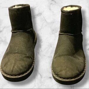 Fashion Girls Black Fur Lined Winter Ankle Boots Slip On Size 35